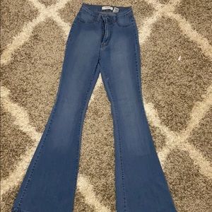 Vibrant flare high waisted jeans
